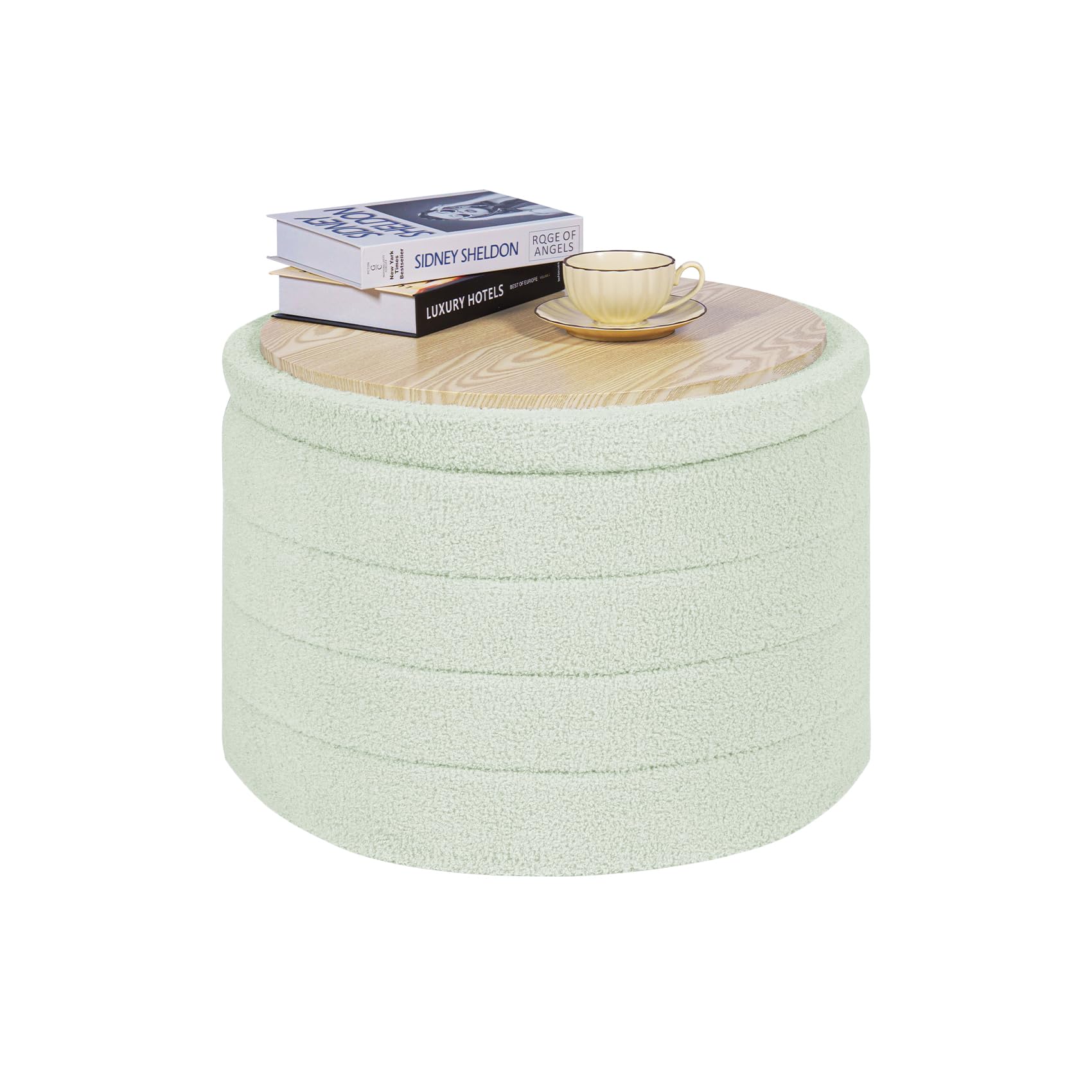 *USED*PINPLUS Ottoman with Storage,Round Ottoman Foldable Sherpa ...