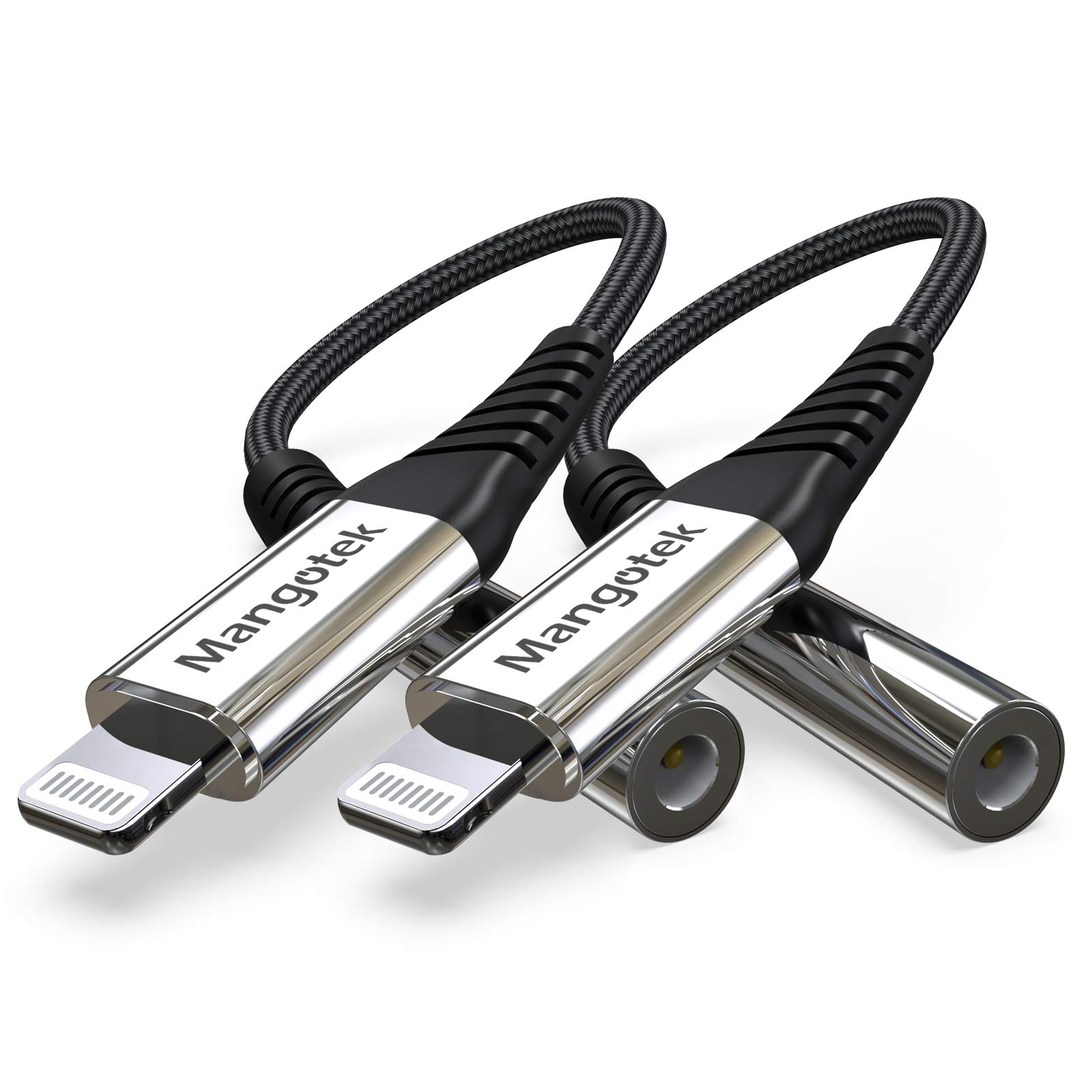 Mangotek iPhone Headphone Adapter,Apple MFI Certified Lightning to 3.5 mm Headphone Jack Adapter, Apple Dongle for iPhone iPhone 14/13/12/11/11 Pro/Pro Max/SE/X/XR/XS/8/7/iPad/iPod(Silver,2 Pack)