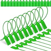 500 Pcs Plastic Tamper Seals Fire Extinguisher Tags Security Tags Numbered Tags with Zip Tie Safety Disposable Self-Locking Signage 250mm Length (Green)