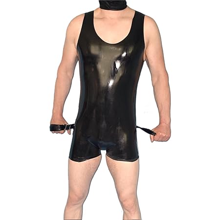Schwarzer Herren Latexbody im Schritt offen oder geschlossen