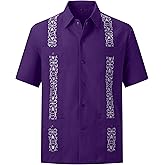 Men's Guayabera Shirts Short Sleeve Casual Snap Shirts