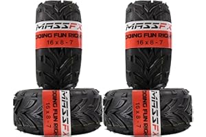 MASSFX 16x8.00-7 front or rear Mini ATV, Go Kart, or Lawn Equipment Tires - 4 Ply Rating - 9 mm Tread Depth - Heavy-Duty Construction - Versatile Size for Various Equipment - 16x8x7 (4 Pack)