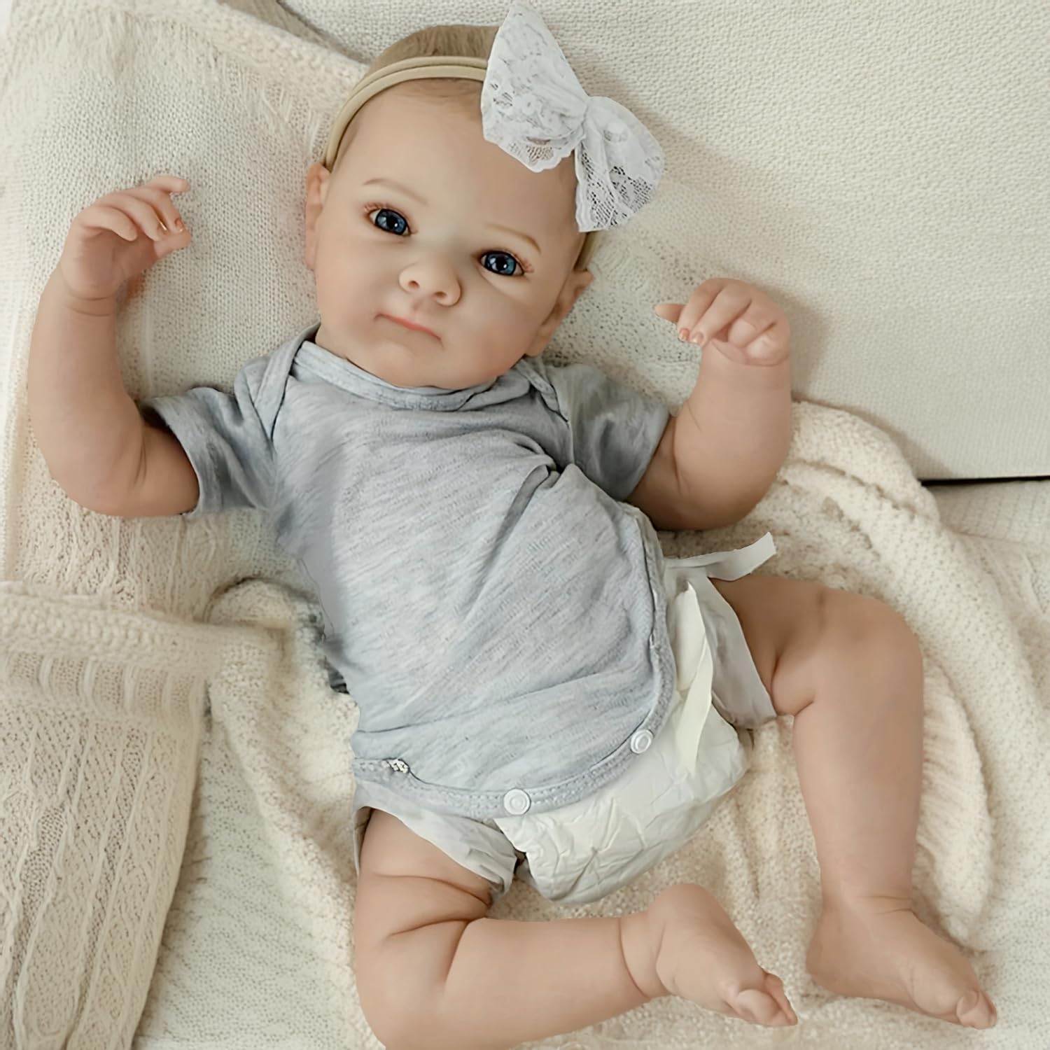Pinky Reborn Dolls Washable Bettie Girl 18 Inch 45 CM Full Body Vinyl Girl Real Touch Bebe Reborn Realistic Newborn Baby Doll with Painted Hair Toys