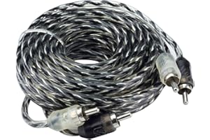Scosche A12C4 12 Foot 2-Channel Oxygen Free Copper Twisted Car Stereo RCA Interconnect Audio Cables Black/Clear