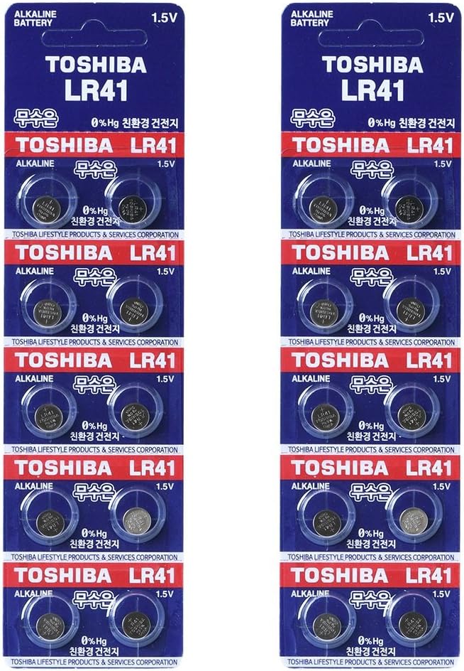 Toshiba LR41 AG3 Alkaline 1.5 Volt Batteries x20, silver, Pack of 20 - Image 3