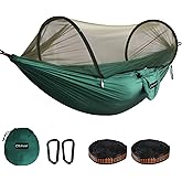 Chihee Ultra-Light Travel Camping Hammock Pop-up Net Hammock 660lbs Load Capacity,Breathable,Quick-Drying Parachute Nylon 2 Premium Carabiners,2 Tree Slings Included for Outdoor Backpacking Hiking
