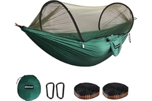 Chihee Ultra-Light Travel Camping Hammock Pop-up Net Hammock 660lbs Load Capacity,Breathable,Quick-Drying Parachute Nylon 2 Premium Carabiners,2 Tree Slings Included for Outdoor Backpacking Hiking