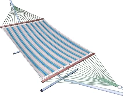 Oak N Oak Comfortable Sleeping Hanging Hammock/Quilted Hammock Swing/Outdoor Hammock Furniture for Home Patio Garden, Camping, Beach & Leisure Backyard, 55 Extra Large Wide Forest Stripe