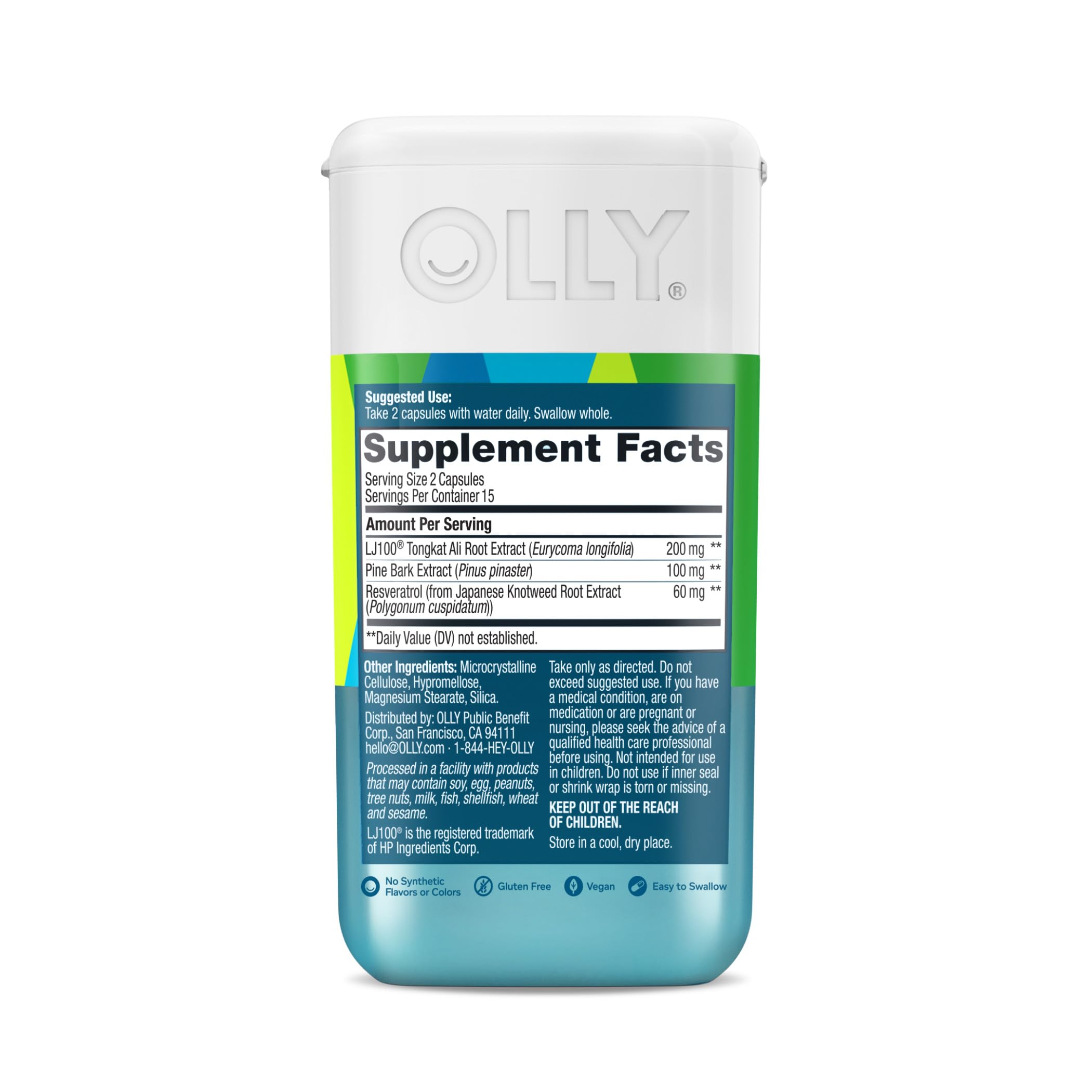 OLLY Mighty Mojo, Tongkat Ali, Resveratrol & Pine Bark, Testosterone with Antioxidant Support, Supplement for Men, 30 Count