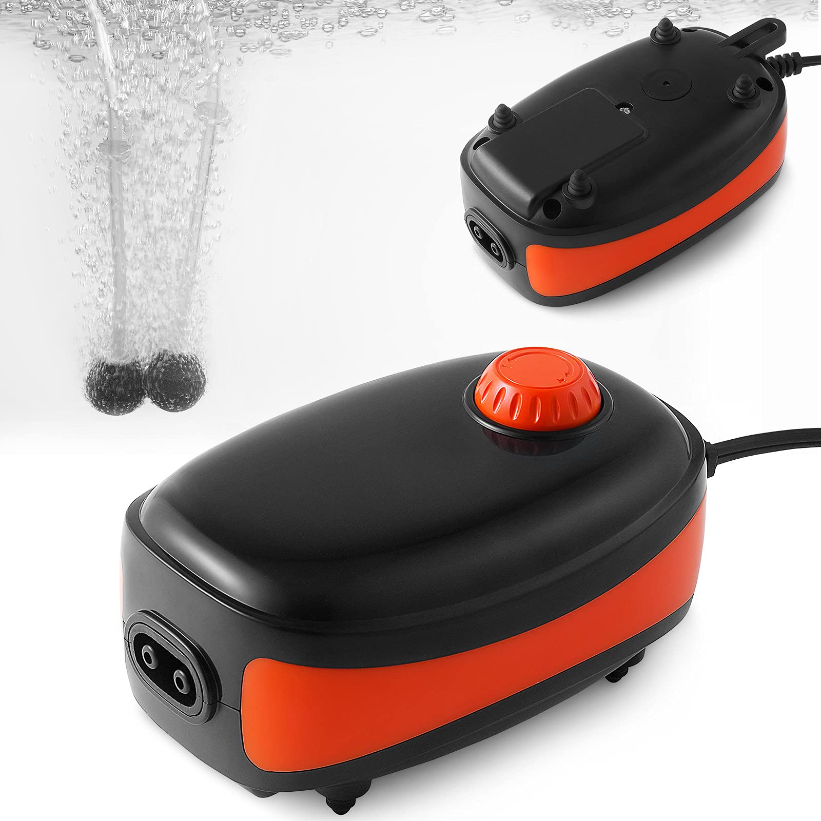 PYPABL 4W 5W Aquarium Air Pump, Dual Outlets Oxygen Pump, 6L/Min 10L/Min Ultra Quiet Aquarium Bubbler for 1-700L Fish Tank (5W)
