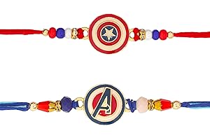 TRENDBELL Set of 2 Rakhi for Small Brothers Designer Rakhi Rakhi for Sister, Rakhi for Little Brother Bhai | Raksha Bandhan Rakhi for Brother with Greeting card and Roli Chawal (Design3)