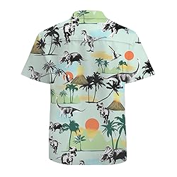 Coconut Tree Dinosaur Mens Funny Hawaiian Shirts 3D