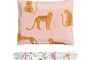 A LA MODE MAILERS TOPPED WITH STYLE. 10x13 Poly Mailers 100 Pack | Strawberry Safari | Reusable Shipping Supplies Envelopes | Plastic Small Business Clothing Packaging Mailing Bags | Sticky Self Seal Cute Animal Cheetah Pink