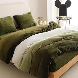 Cottonight Velvet Fluffy Comforter Twin Dark Green