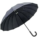 煌(kirameki) 高強度16本骨耐風傘 インディゴ&times;ストライプ  【直径108cmのジャンボサイズ/専用ギフトボックス入り/選べる10カラー/デュポン社製撥水テフロン加工】