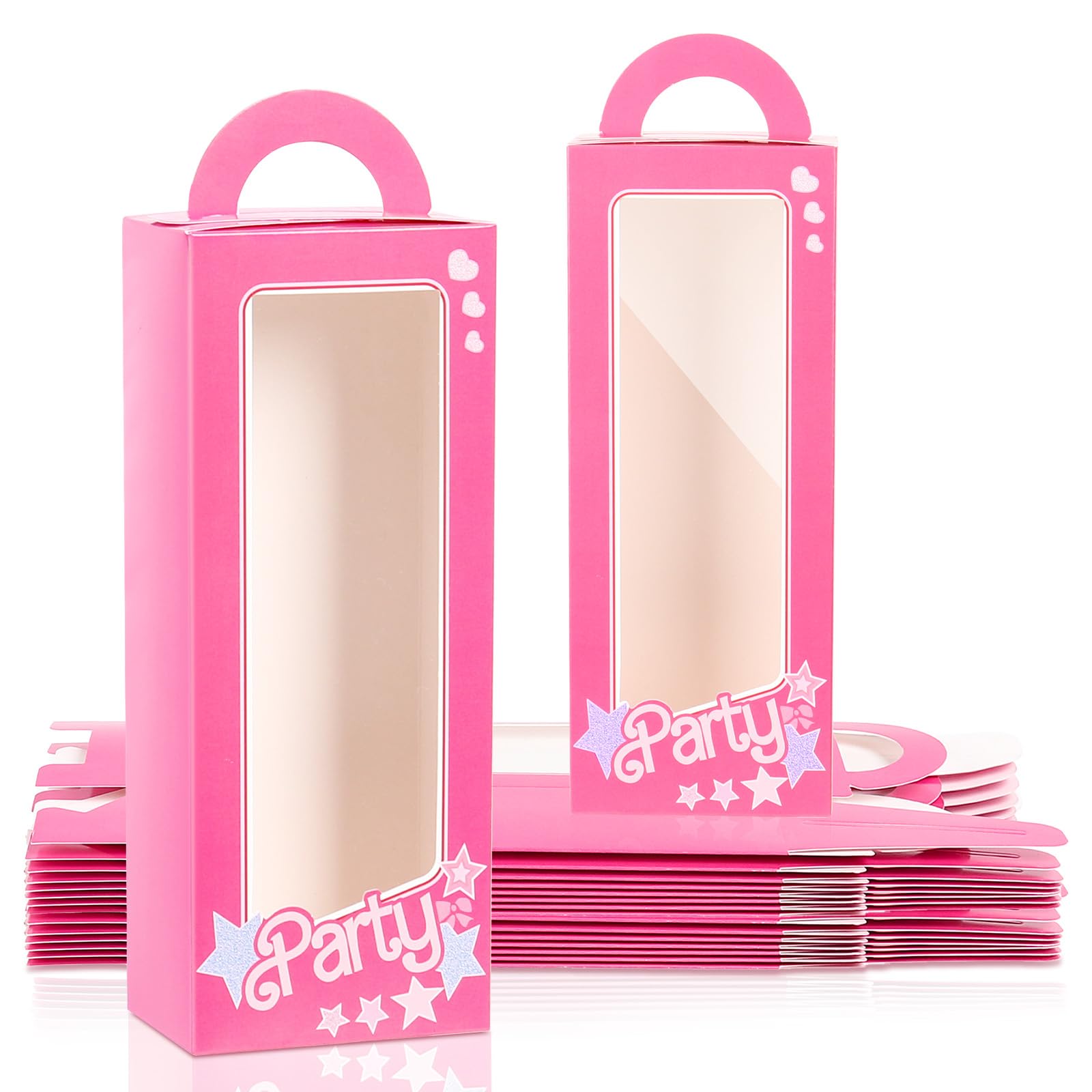 Photo 1 of 18 Pack Party Boxes Pink Candy Boxes Party Props Pink Gift Bags Party Favor Bags Goodie Bags Party Treat Bags Pink Doll Party Favor Boxes For Cute Girls Women
