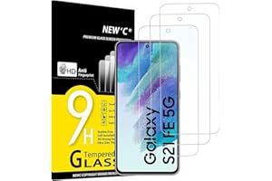 NEW'C 3 Pack Designed for Samsung Galaxy S21 FE 5G Screen Protector Tempered Glass,Case Friendly Scratch-proof, Bubble Free, 