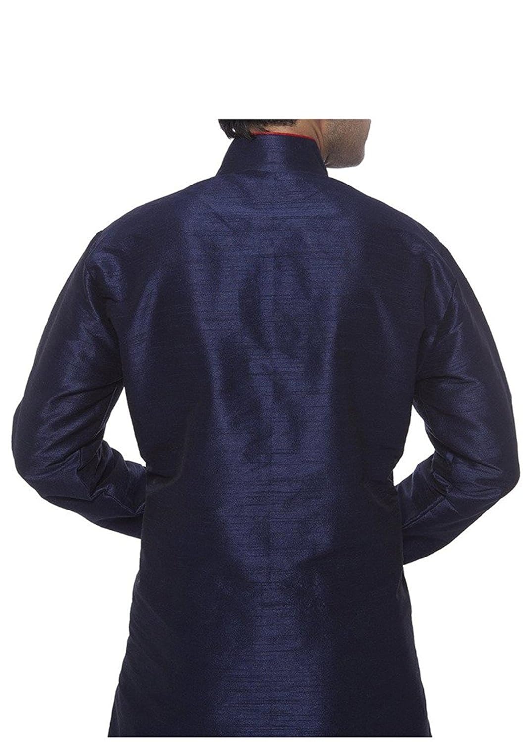 modern garments men's blue & red dupioni silk kurta pyjama
