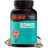 FreshCap Mushrooms Ultimate Mushroom Supplement 12,000mg - Mushroom Complex Capsules, Organic Supplement Ayurveda (120 Capsules)