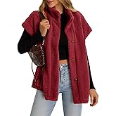 Tanakneo Womens Oversized Fleece Vest Sleeveless Fuzzy Sherpa Jacket Trendy Casual Button Down Warm Vests Outerwear
