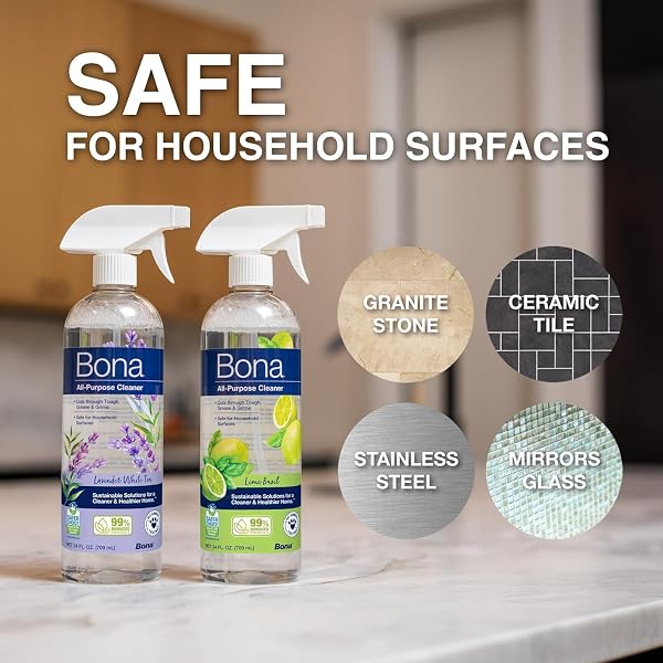 BONA ALL-PURPOSE CLEANER – LAVENDER WHITE TEA SCENT – 24 FL OZ – HOUSEHOLD CLEANER CUTS THROUGH TOUGH GREASE & GRIME – SAFE FOR HOUSEHOLD SURFACES