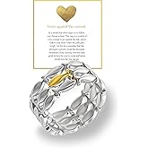 HOLINSE Swim Against the Current Ring Anti-Tarnish,Just Keep Swimming Ring,Unique Fish Design inspirational gifts for women