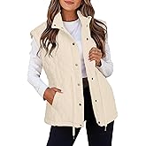 Glamaker Womens Lightweight Puffer Vest Casual Loose Sleeveless Quilted Jackets Hight Waist Drawstring Outerwear Vests