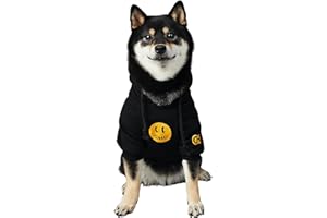 ChoChoCho Smiley Dog Hoodie Stylish Dog Clothes Smiley Face Sweater Cotton Sweatshirt Fashion Outfit for Dogs Cats Puppy Small Medium Large (4XL, Black)