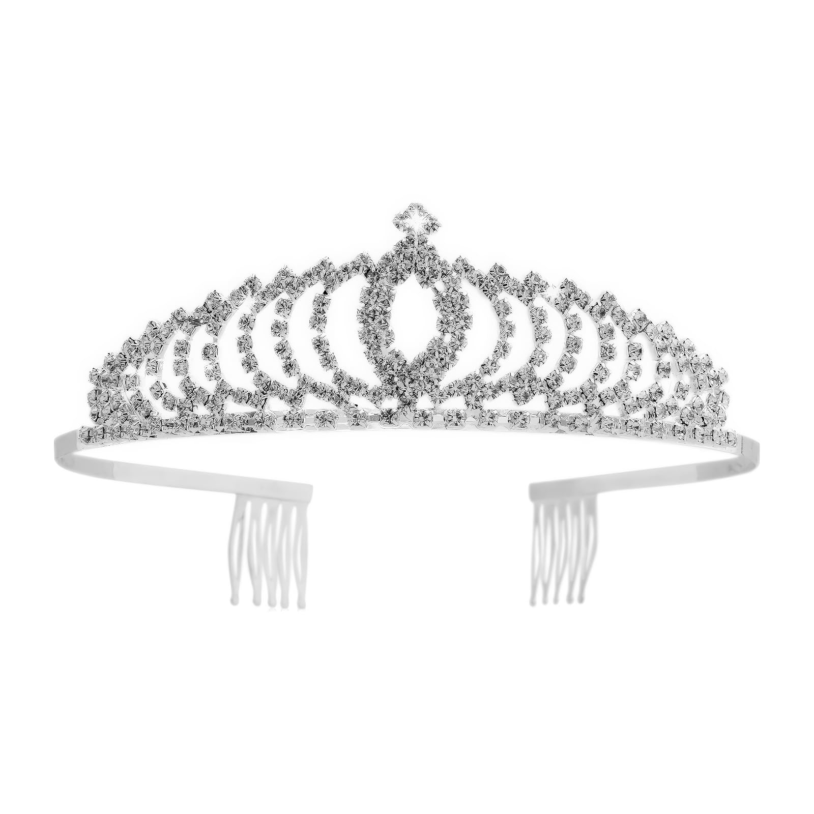 Vofler Silver Tiara Crystal Crown Headband Headpiece Rhinestone Hair Jewelry Decor for Women Ladies Little Girls Bridal Bride Princess Halloween Costume Party Birthday Wedding Pageant Prom with Combs