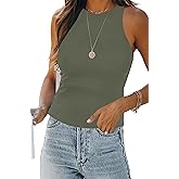 KEEPBEAUTY Womens Halter Tops Summer Sleeveless Shirts Sexy High Neck Fitted Tops Racer Back Tank Tops Blouses