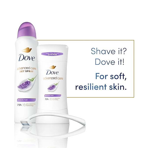 DOVE ADVANCED CARE ANTIPERSPIRANT DEODORANT STICK LAVENDER FRESH FOR HELPING REPAIR SKIN BARRIER AFTER SHAVING, WITH 72-HOUR SWEAT & ODOR PROTECTION, 2.6 OZ