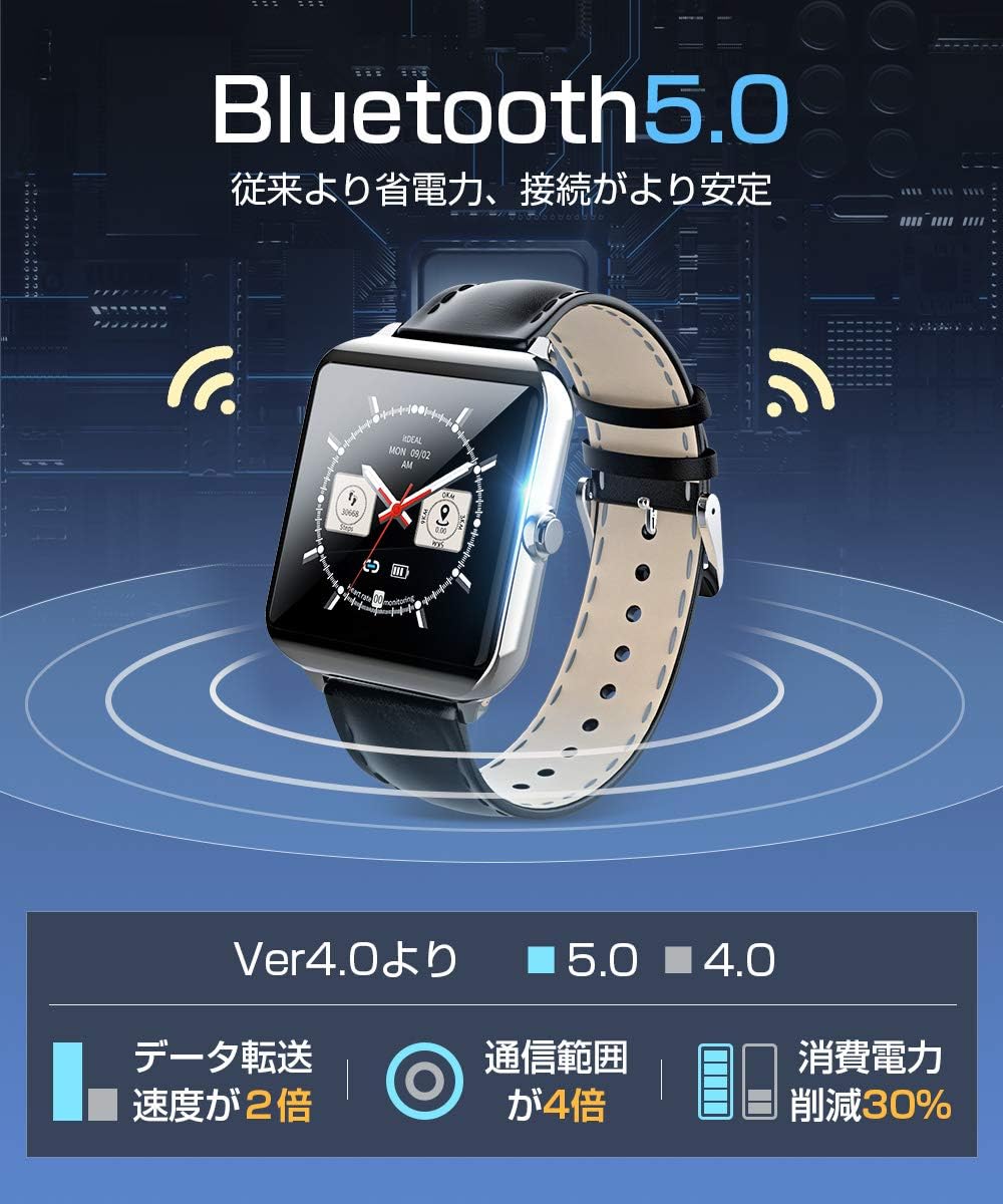 itDEAL スマートウォッチ itDEAL IP68防水 天気予報 スマートブレスレット 活動量計 多機能スポーツ用 心拍計