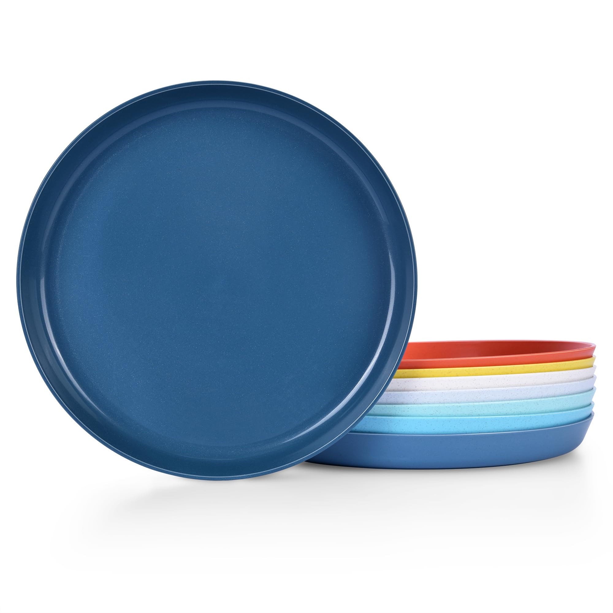 Photo 1 of 10 Inch Large Plastic Dinner Plates Set of 8 Wheat Straw Plates for Kitchen Unbreakable Plate Set for desserts, snacks, salads, pasta, and fruits