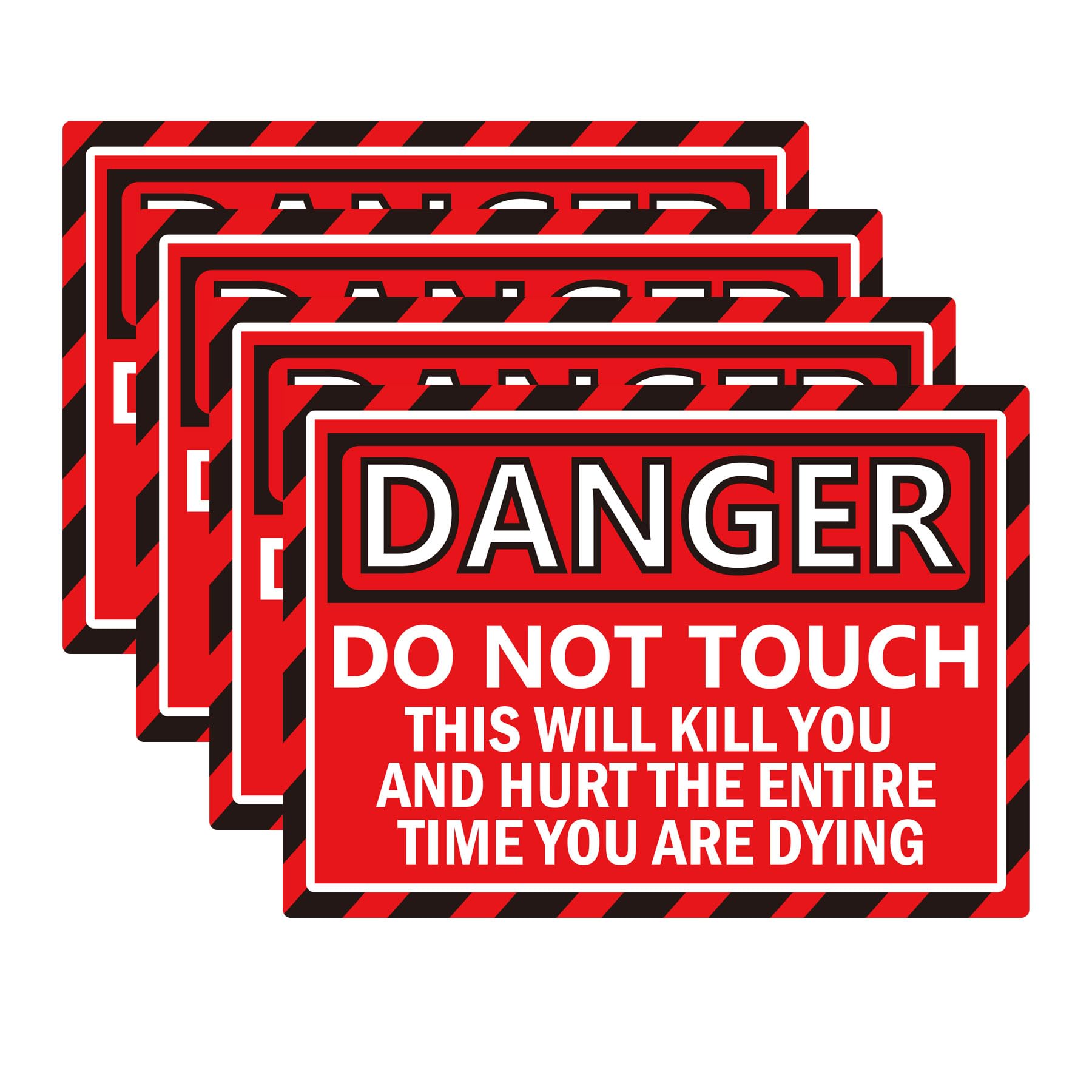 Do Not Touch Stickers 'DO NOT TOUCH" Danger Warning Labels 5 x 7 Inch - This Will Kill You Electrical Shock Hazard High Voltage Electrocution Vinyl Warning Decals Sign Labels 4 Pack