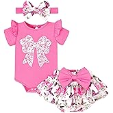 Baby Girl Clothes Summer Outfits Newborn Ruffle Sleeve Romper Infant Flower Shorts Set with Headband 0-18 Months