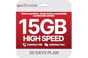 INFIMOBILE Prepaid Unlimited Plan: 1 Month | 15GB High-Speed Data Per Month | Unlimited Data Talk & Text | Prepaid Plan Service SIM Card | Nationwide Coverage | 4G, 5G Network
