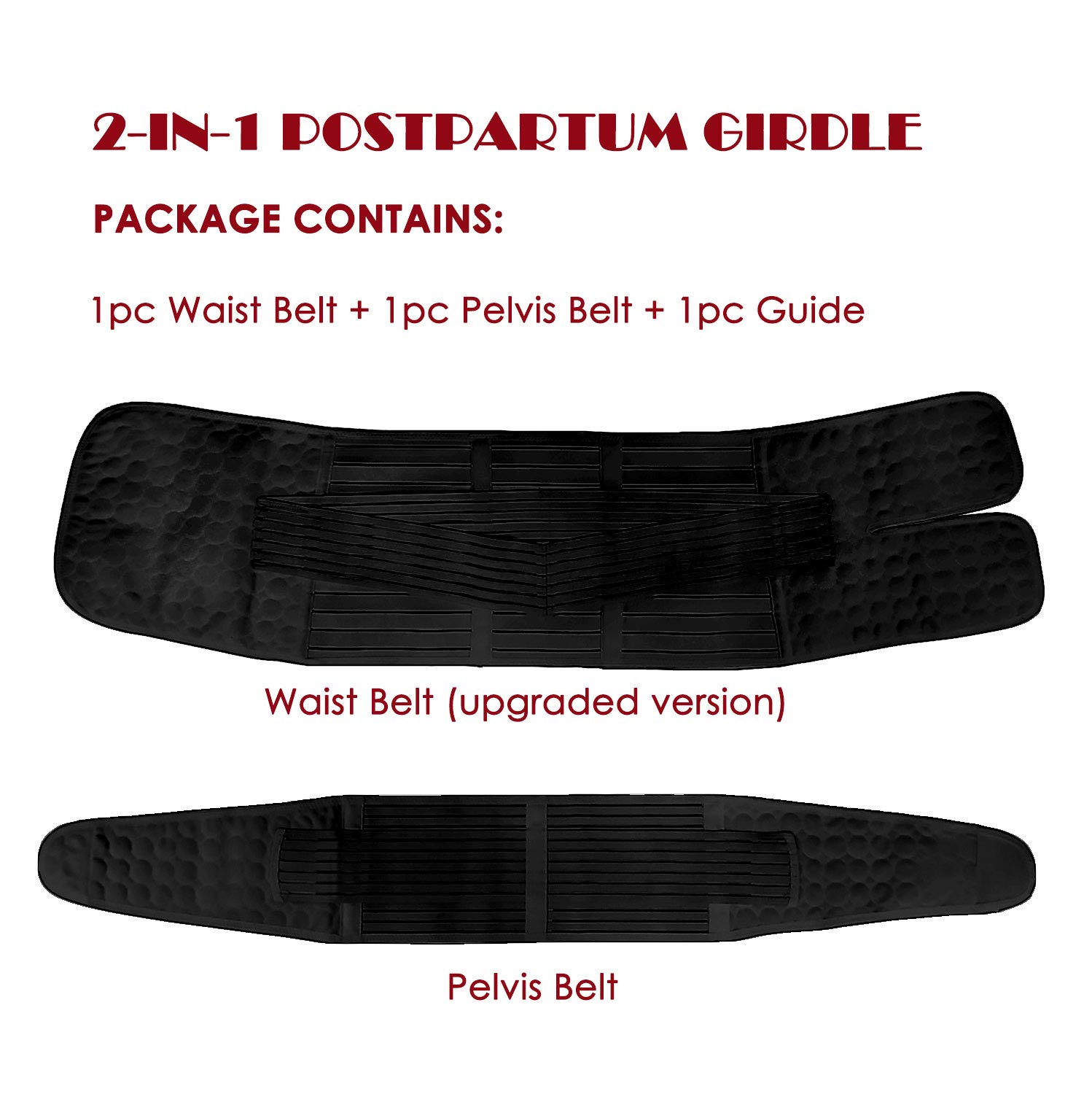 ChongErfei Postpartum Support Recovery Belly Wrap Waist/Pelvis Belt Body Shaper Postnatal Shapewear (Zblack, One Size (Pack of 1))