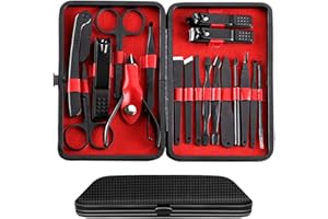 HEETHYCOOL 18in1 Nail Clippers Set Manicure Set Toenail Clippers Pedicure Kit Professional Fingernail Clipper Grooming Kits, Cuticle Remover Nail Care Tools with Leather Travel Case