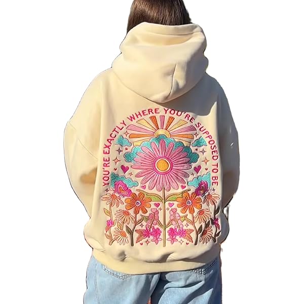 Men Flower Puff Print Hoodie, Pullover Harajuku Gothic Streetwear
