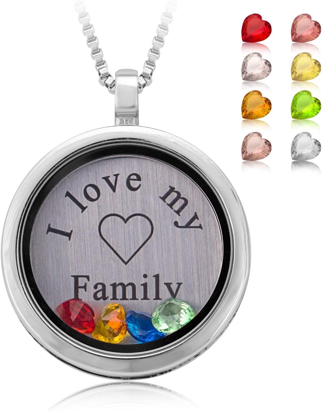 Ado Glo 30mm Round Magnetic Closure Floating Living Memory Lockets Pendant Necklace,All Charms Include