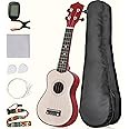 Saicool Soprano Ukulele Beginner Kit, 21 Inch Ukelele with Gig bag and Digital Tuner for Beginners, Natural