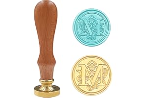KRASTMON Medieval Traditional Initial Alphabet Wax Seal Stamp, Brass Head Wooden Handle Letter Stamps for Card/Envelope/Gift - (Letter M)