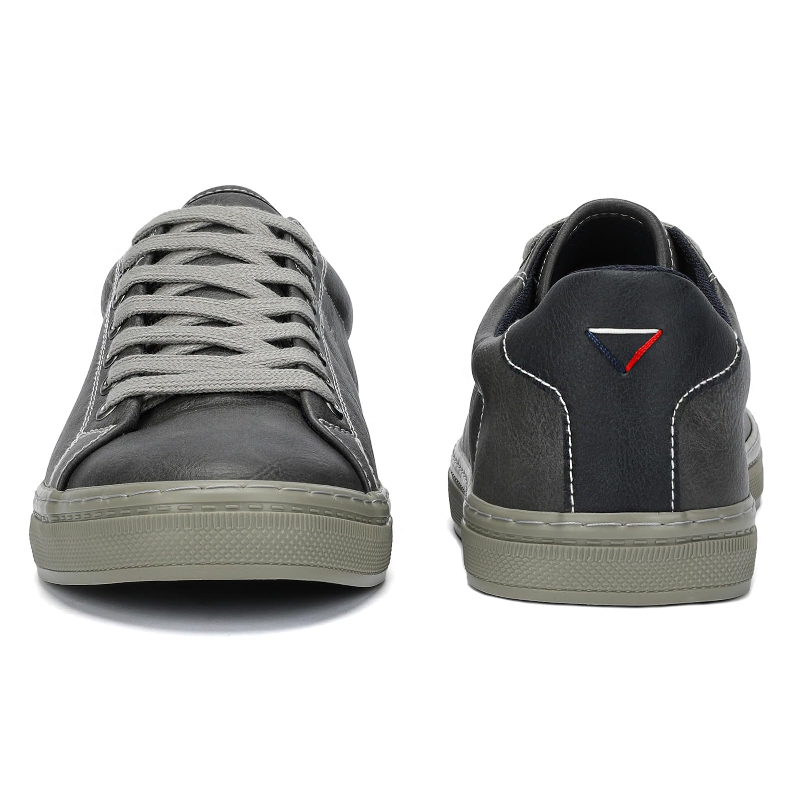 Men's Fashion Sneakers PU Leather Stylish Casual Dress Shoes for Men Gray Size US 9.5