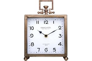 NIKKY HOME Metal Table Clock, Silent Non-Ticking Classic Battery Operated Decorative Mantel Desk Shelf Clock for Living Room Decor - Rose Gold