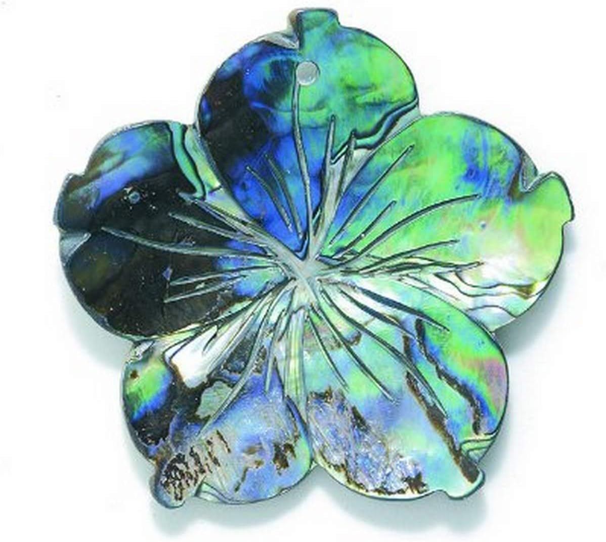 Shipwreck Beads Abalone Tabbed Flower Pendants, 45mm Average