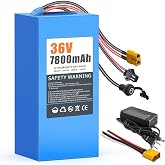 SOLLVIE 36V7.8Ah Lithium Battery Pack, Built-in 30A BMS(0-750W Motor),Includes 2A Charger, XT60&amp;SM Connector, for Jetson Bolt Pro and DIY Projects (Size:7.48x2.75x2.75 in)