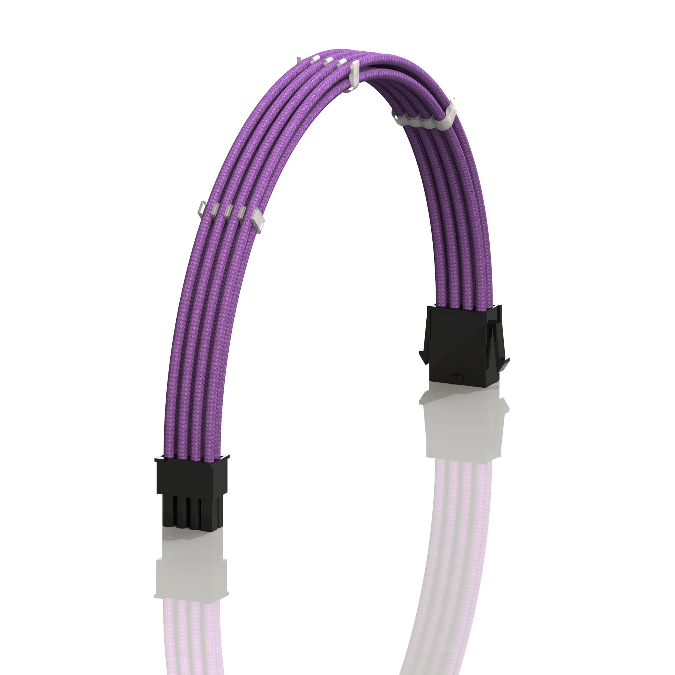 LINKUP - AVA 30cm EPS 8 Pin (4+4) CPU ATX Motherboard PSU Power Supply Braided Sleeved Custom Mod PC Extension Cable w/Combs | Strong & Stiff Design | Single Pack | 300mm - Purple