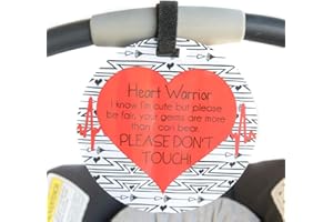 (Three Little Tots) CHD Heart Warrior Tag - (Heart Warrior Sign, Newborn, Baby Car Seat Tag, Baby Shower, Stroller Tag, Baby Preemie No Touching Car Seat Sign)