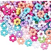 SOFPLATE 200Pcs Acrylic Frame Beads Flower Bead Frames Random Colorful Opaque Hollow Floral Small Focal Beadable Loose Spacer Bead for Jewelry Making Necklaces Bracelets Earrings Supplies DIY Crafts