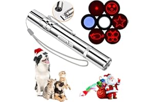 Havenfly Cat Laser Pointer Toy for Indoor Cats Dogs, Laser Light Toy for Pets, LED Red Light with Collar for Cats Pets Adjustable Safety Puppy 2pcs Red & Green (Silver)
